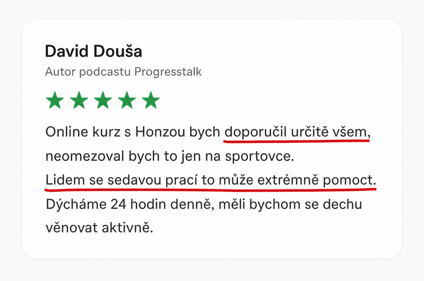 Recenze absolventa kurzu