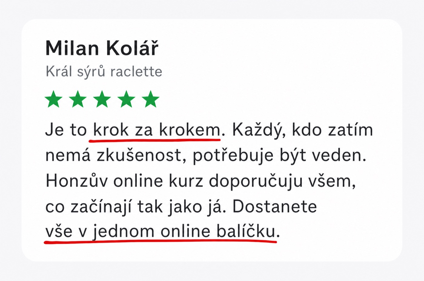 Recenze absolventa kurzu