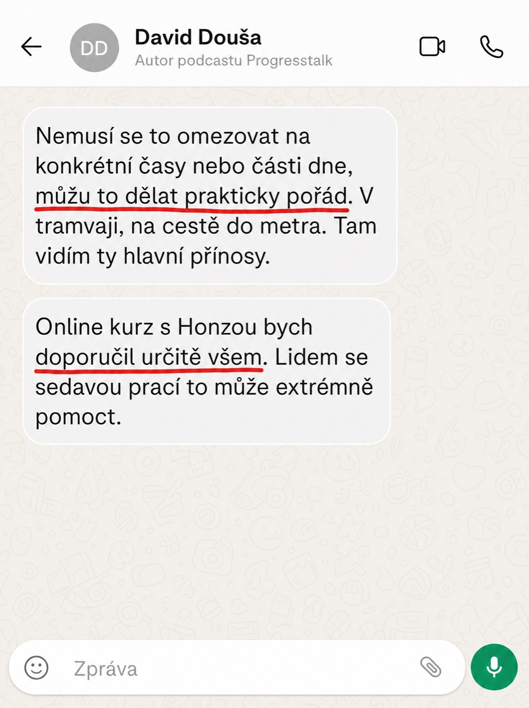 Zpráva od účastníka kurzu: David Douša