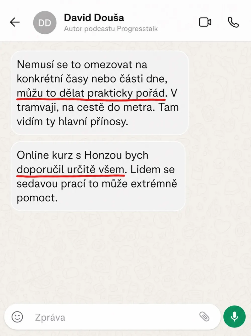Zpráva od účastníka kurzu: David Douša